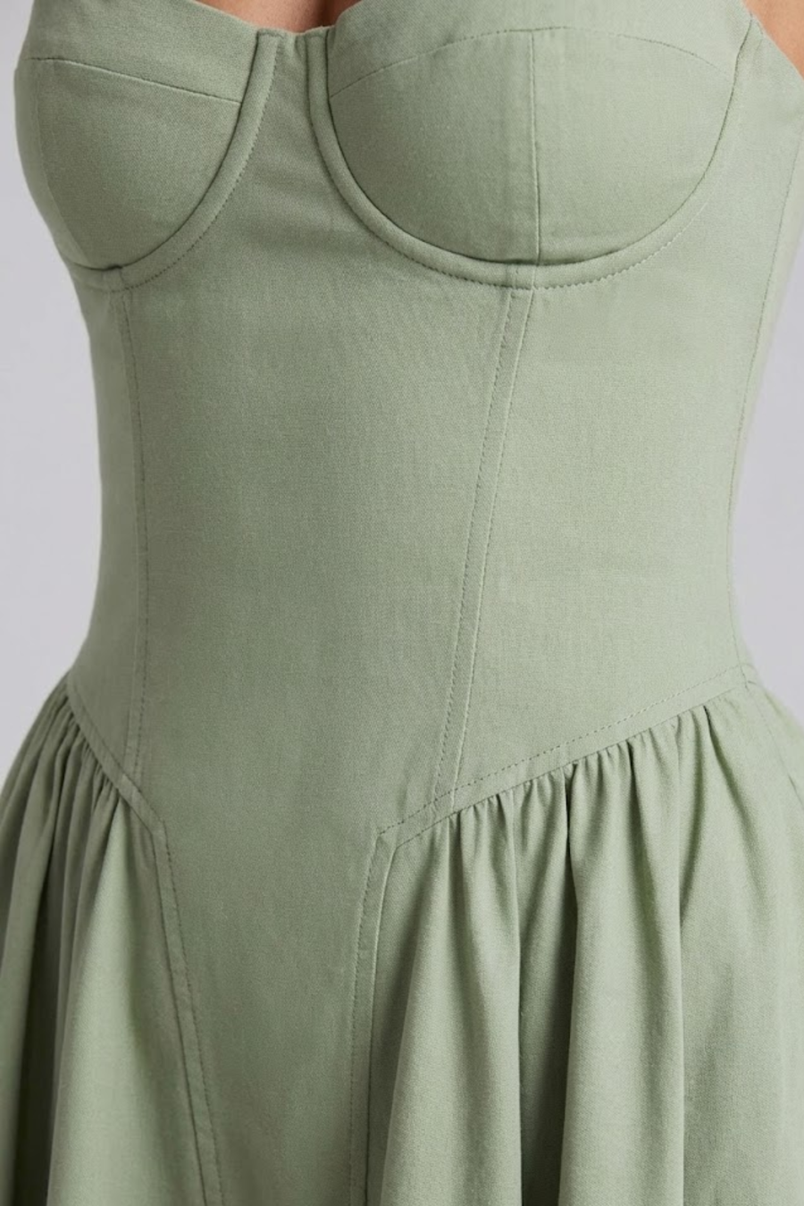 Women's Green Sundress | Midi Bustier Corset Adjustable Straps