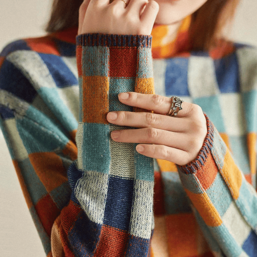 Women's Cashmere Sweater | Patchwork Turtleneck Knit