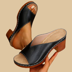 Women's White Heels | Open Toe Block Heel Sandal