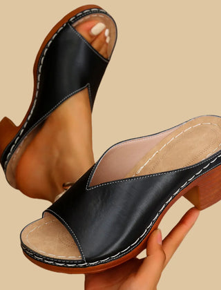 Women's White Heels | Open Toe Block Heel Sandal
