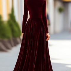 Women's Christmas Dress | Maxi Turtleneck Long Sleeve Velvet