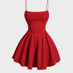 Women's Red Dress | Mini Length Corset Cami Straps