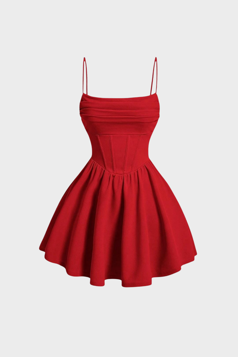 Women's Red Dress | Mini Length Corset Bodice Cami Strap