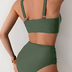 Women's Bandeau Bikini | Sweetheart Neckline Ruched High Waist