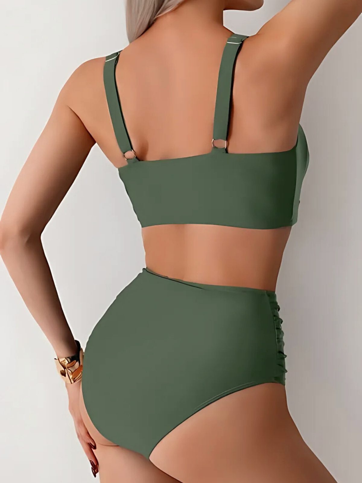 Women's Bandeau Bikini | Sweetheart Neckline Ruched High Waist