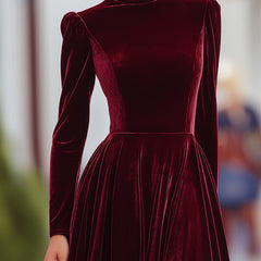 Women's Christmas Dress | Maxi Turtleneck Long Sleeve Velvet