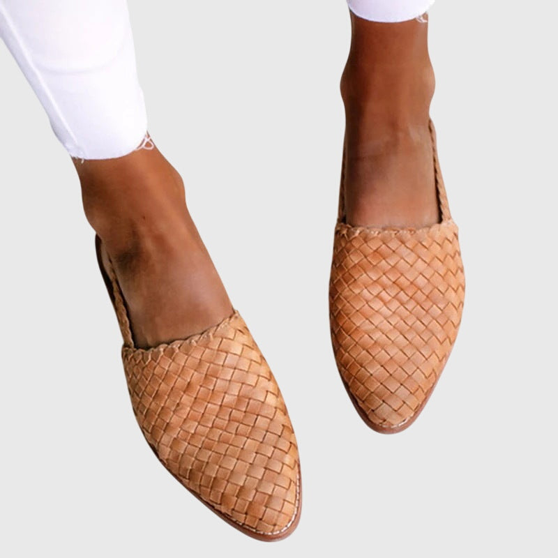 Women's Ballet Flats | Pointed Toe Woven Slingback Adjustable
