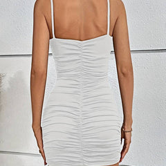 Women's NYE Party Dress | Mini Wrap Neckline Ruched Bodycon