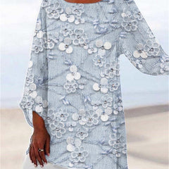 Women's Sparkly Top | Asymmetric Lace Floral Embellished