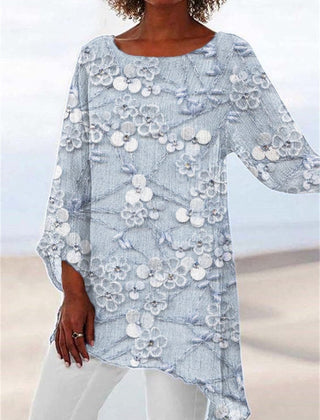 Women's Sparkly Top | Asymmetric Lace Floral Embellished