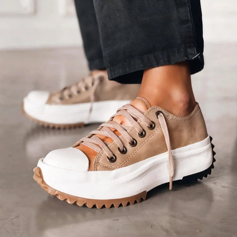 Women's White Shoe | Lace-Up Platform Chunky Sole