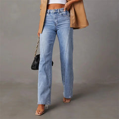Women's Wide Leg Jeans | High Rise Straight Denim Long