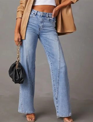 Women's Wide Leg Jeans | High Rise Straight Denim Long
