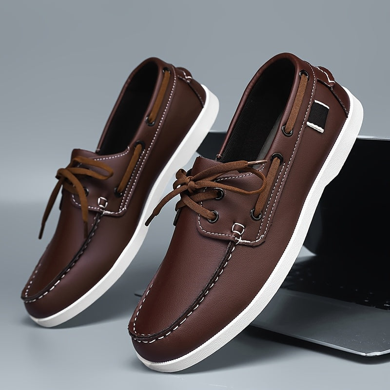 Men's Boat Shoe | Leather Lace Closure Rounded Toe