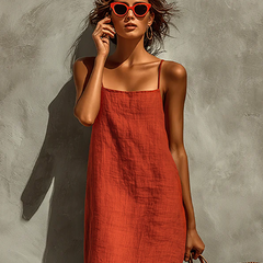 Women's Cotton Dress | Maxi Square Neck Spaghetti Sleeveless