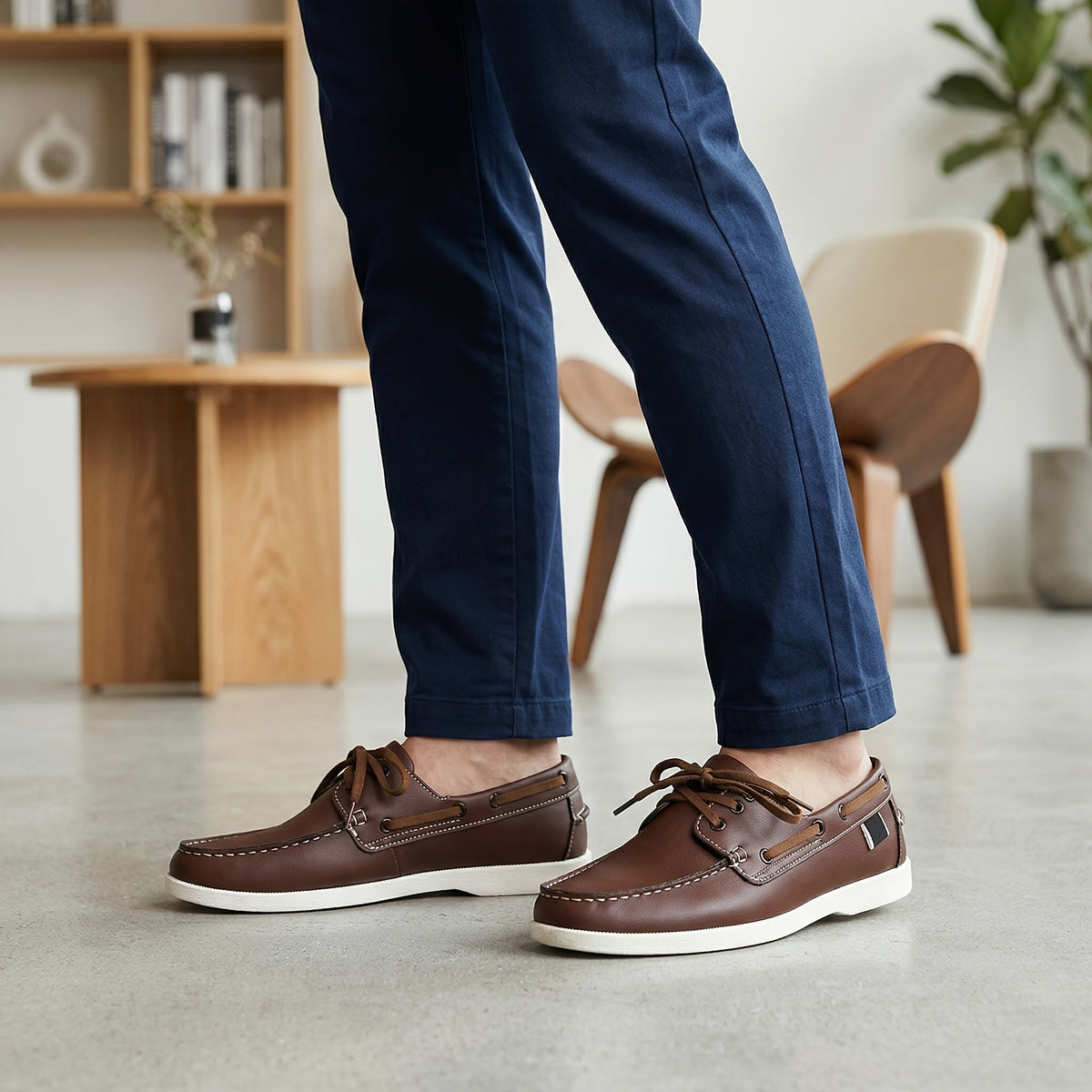 Men's Boat Shoe | Leather Lace Closure Rounded Toe
