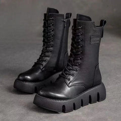 Women's Snow Boots | Lace-Up Platform Leather Winter Boots