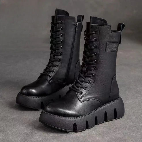 Women's Snow Boots | Lace-Up Platform Leather Winter Boots