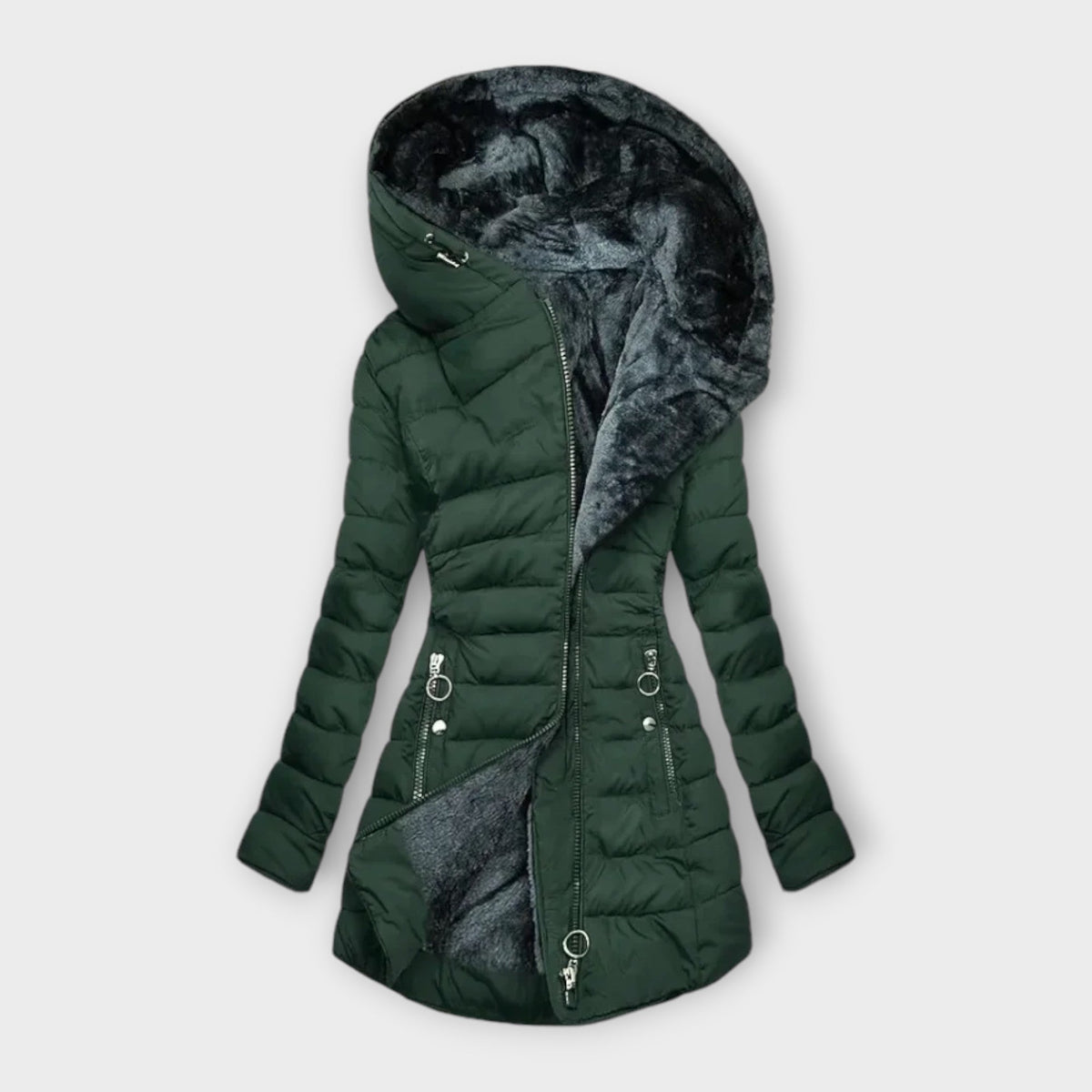 Women's Winter Coat | Oversized Hood Quilted Zip Front