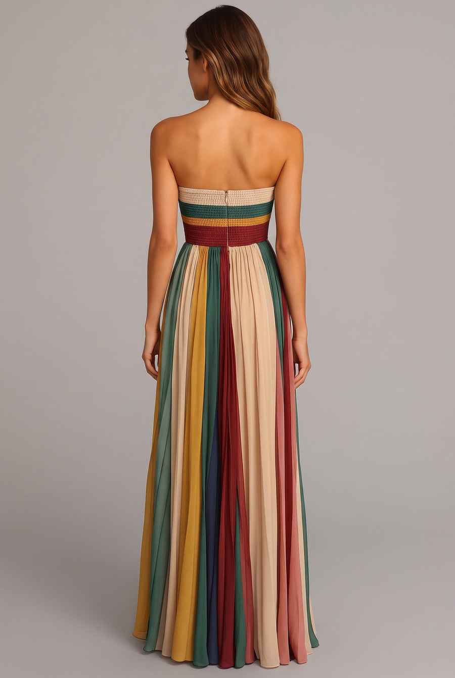 Women's X Mas Dress | Strapless Maxi Pleated