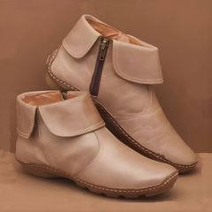 Women's Boots | Leather Ankle Zip Closure Padded Sole