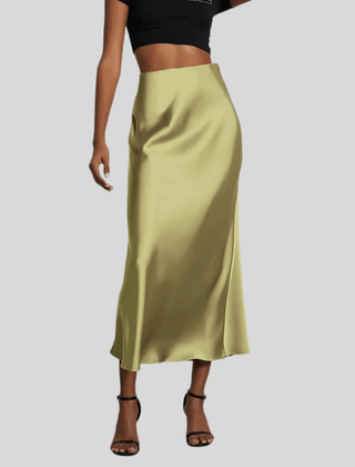 Women's Satin Skirt | Midi Length High Waist Fishtail