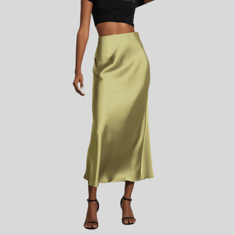 Women's Satin Skirt | Midi Length High Waist Fishtail