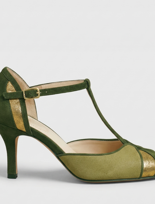 Women's Kitten Heels | T-Strap Rounded Toe Suede