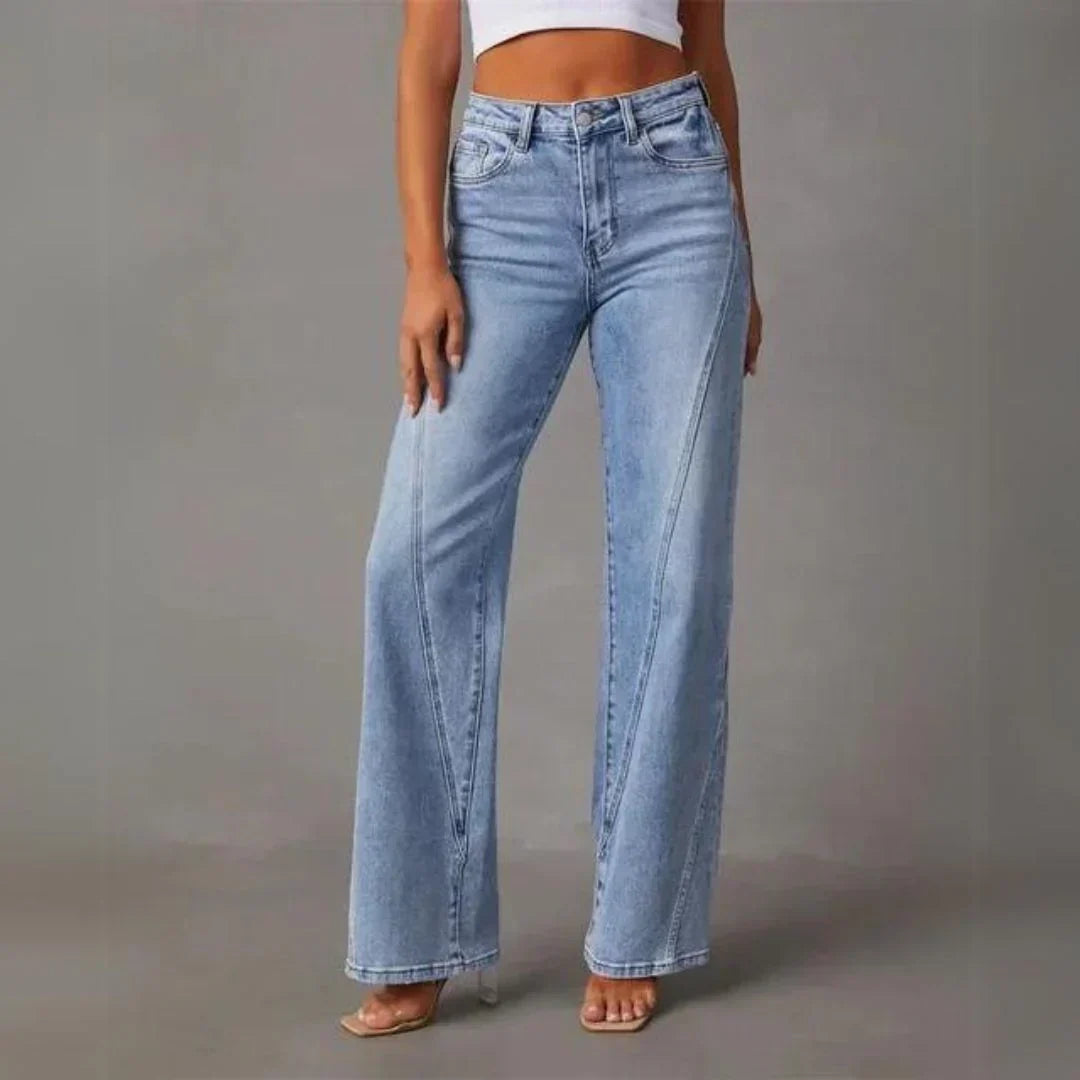 Women's Wide Leg Jeans | High Rise Straight Denim Long