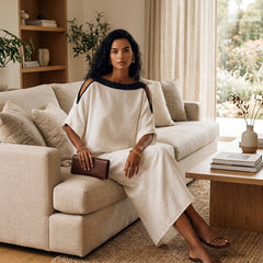 Women's Two Piece Skirt Set | Cold Shoulder Batwing Sleeve Midi