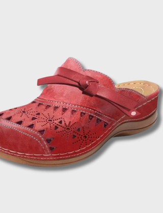 Women's Mules | Hollow-Out Design Flat Bow Closure