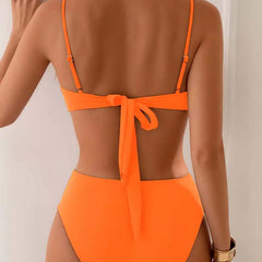 Women's High Waisted Bikini | Sweetheart Neckline Tie Back Pleated