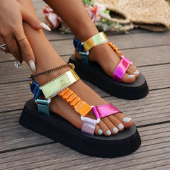 Women's Platform Sandals | Open Toe Velcro Chunky Platform