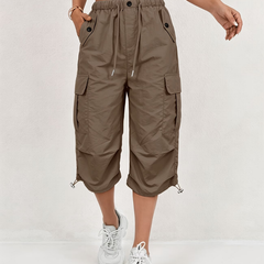 Women's Capri Pants | Cargo Pockets Drawcord Relaxed Fit