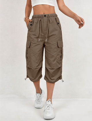 Women's Capri Pants | Cargo Pockets Drawcord Relaxed Fit