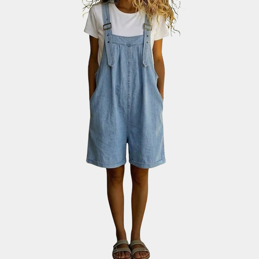 Women's Denim Shorts | Adjustable Straps Wide Leg Soft Denim
