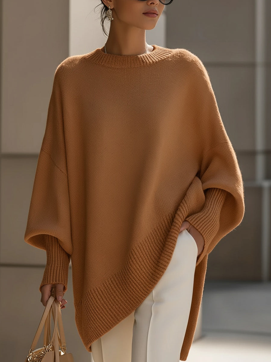Women's Wool Sweater | Oversized Knit Crew Neck Drop Shoulder