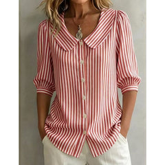 Women's Linen Shirt | Collared V-Neck Button-Front Relaxed