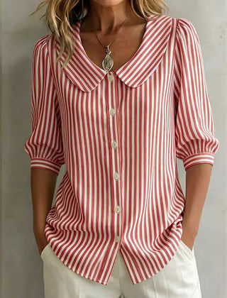 Women's Linen Shirt | Collared V-Neck Button-Front Relaxed