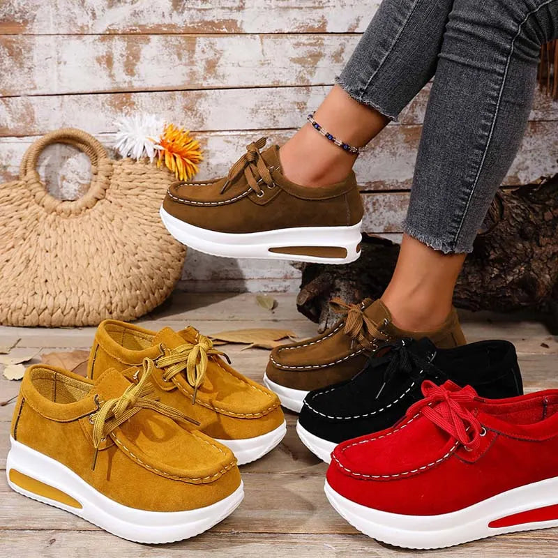 Women's Platform Sneakers | Lace Up Cushioned Suede