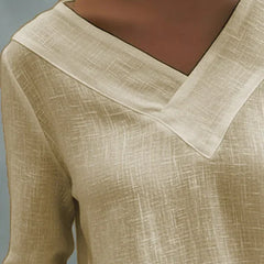 Women's Long Sleeve Top | Off Shoulder V Neck Relaxed Fit