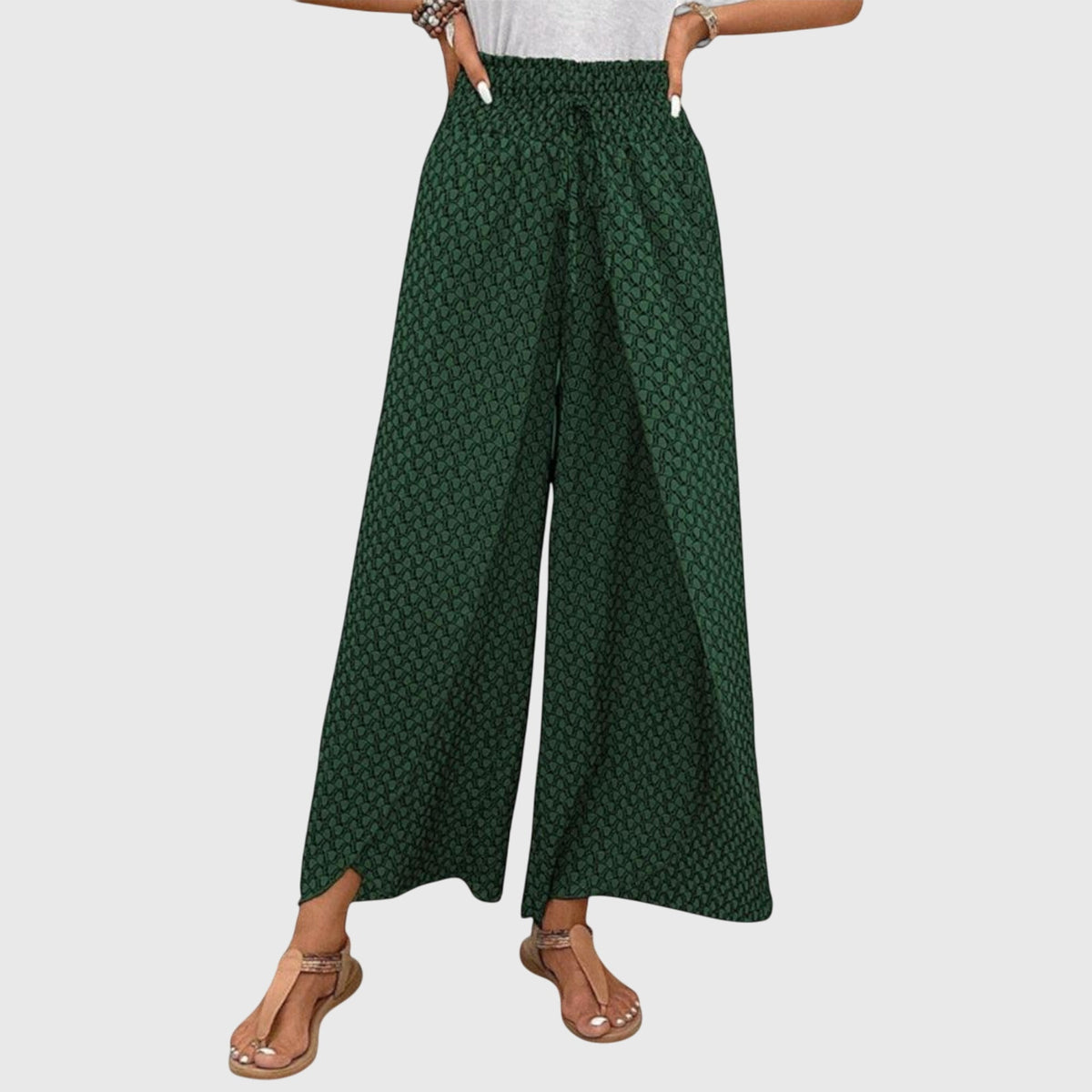 Women's Palazzo Pants | High Waist Wide Leg Drawstring Print