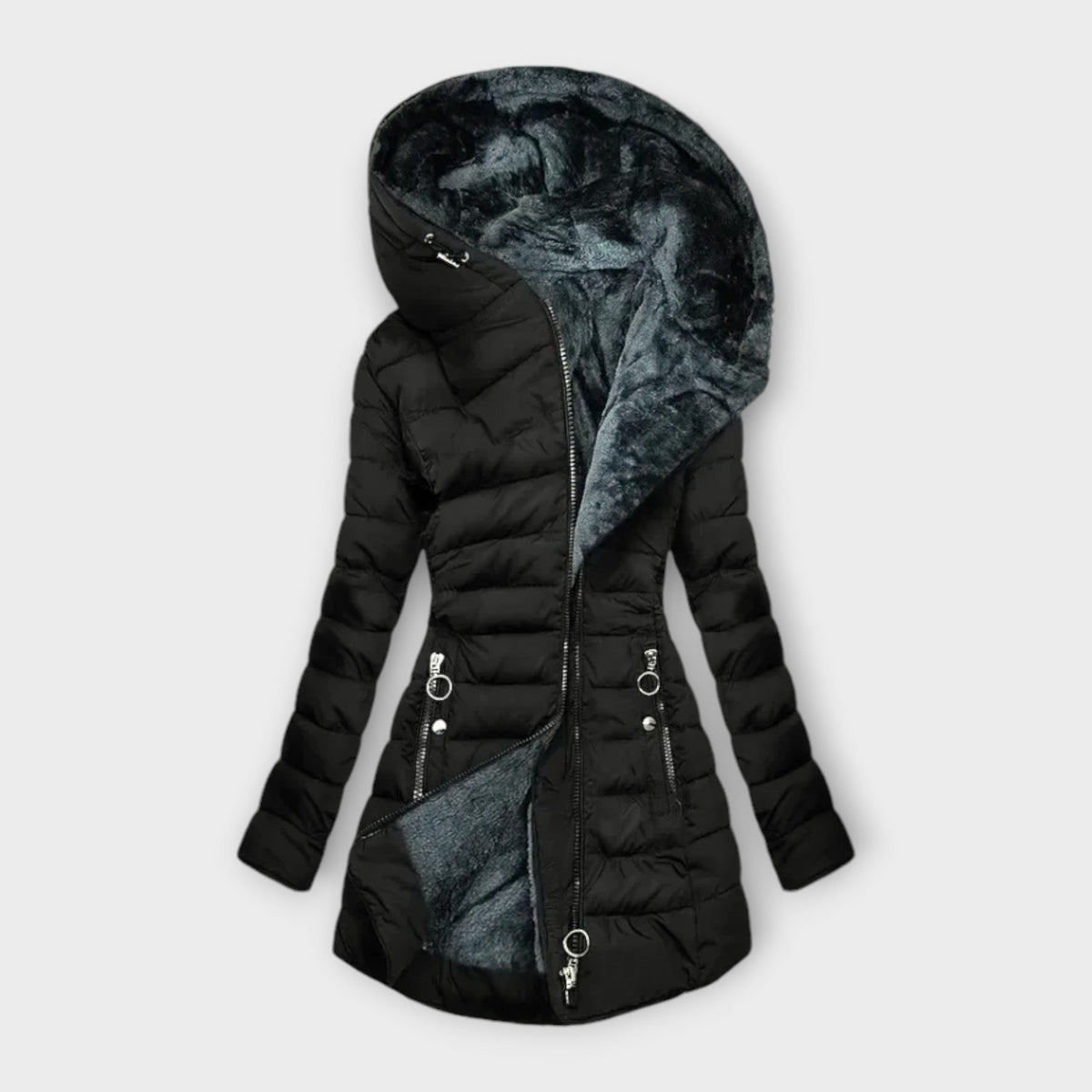 Women's Winter Coat | Oversized Hood Quilted Zip Front