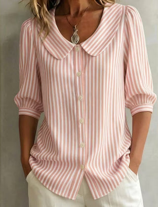 Women's Linen Shirt | Collared V-Neck Button-Front Relaxed