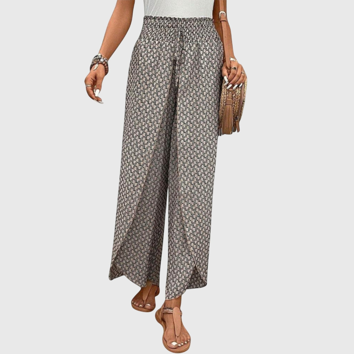 Women's Palazzo Pants | High Waist Wide Leg Drawstring Print