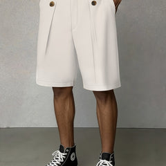 Men's White Linen Shorts | Pleated Tailored High-Rise