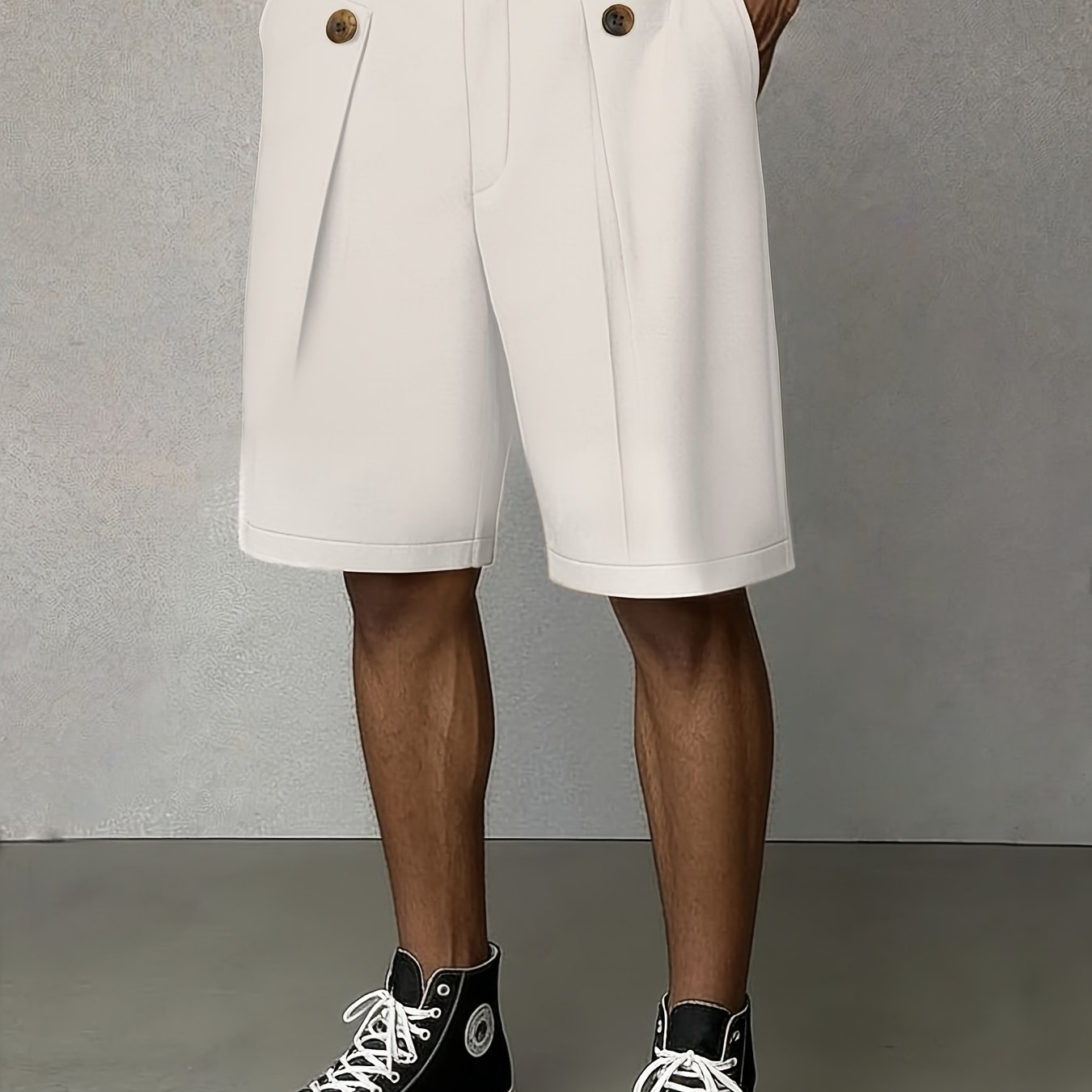 Men's White Linen Shorts | Pleated Tailored High-Rise
