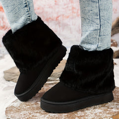 Women's Platform Boots | Fur Cuff Suede Slip-On