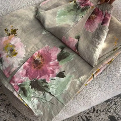 Women's Linen Pants | Floral Print Casual Elastic Waist
