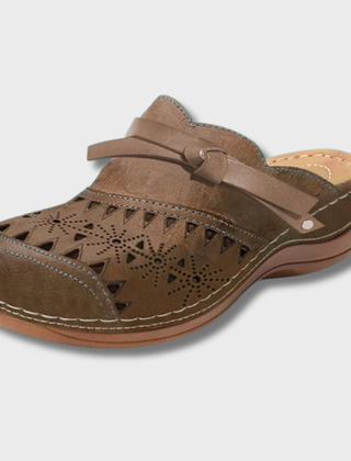 Women's Mules | Hollow-Out Design Flat Bow Closure